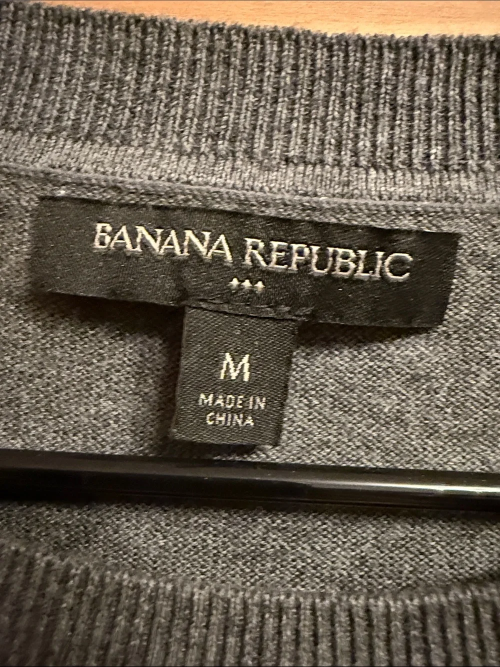 Banana Republic Gray Crewneck Sweater with Framed Dog Motif